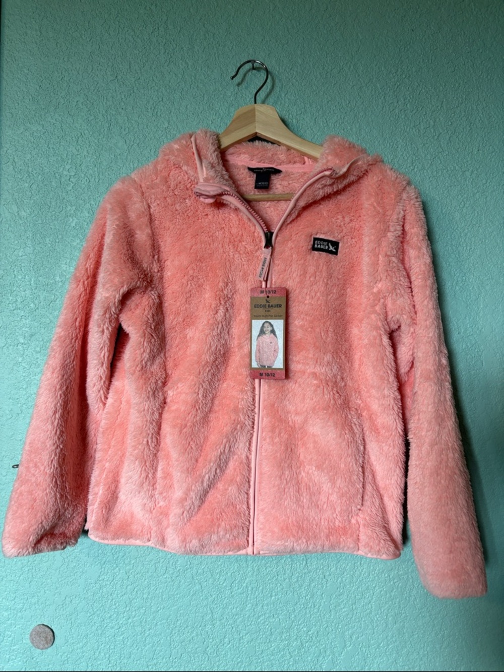 🆕 Eddie Bauer Youth High Pile Jacket, Fleece, pink, M 10/12 - NWT